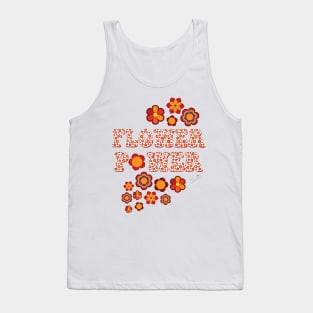 White Multicolor Flower Power Seamless Repeat Pattern Tank Top